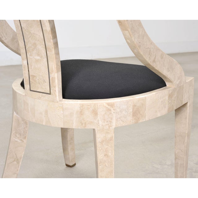 Pair of Maitland Smith Attributed Tessellated Stone Gondola Chairs For Sale - Image 17 of 18