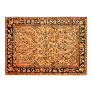 1910 Antique Persian Lilihan Oriental Rug, in Room Size, with Flowers and Soft Tones