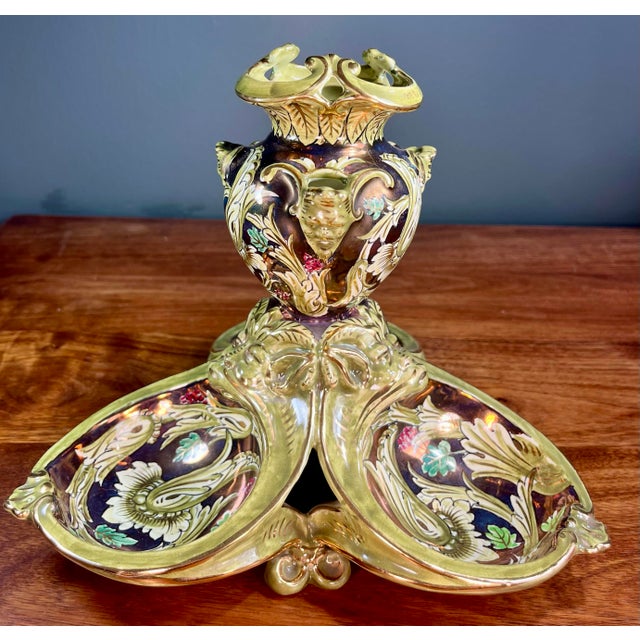 Early 20th Century Antique Cantagalli Lustre Majolica Centerpiece For Sale - Image 5 of 11