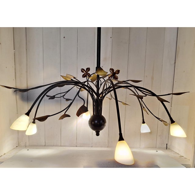 2000 - 2009 Vintage Chandelier in Black Metal from Honsel Leuchten, 2000s For Sale - Image 5 of 8