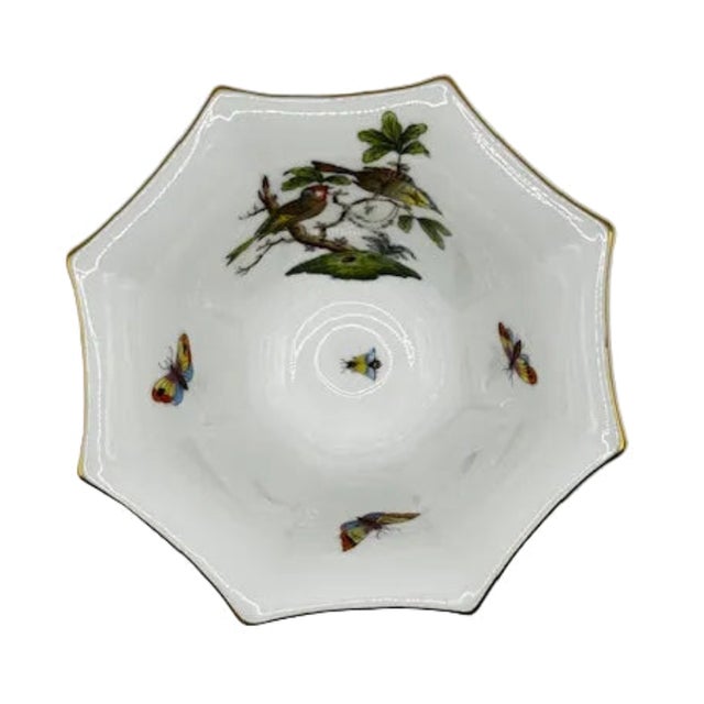 Bring timeless European elegance to your collection with this authentic Herend hand-painted porcelain flared bowl in the...