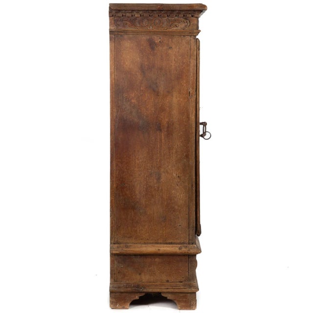 Continental Heavily Worn Carved One-Door Cupboard Cabinet of Small Size For Sale - Image 4 of 12