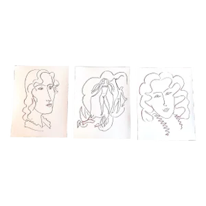 Vintage Henri Matisse Abstract Modernist Portraits & Nude Couple - Set of 3