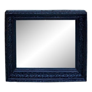 French Dark Framed Carved Wood Wall Mirror, 1920 For Sale