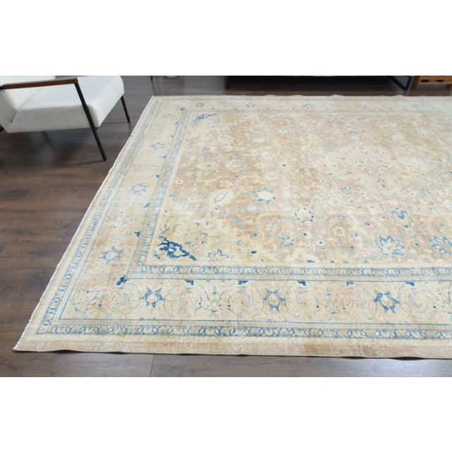 1970s Vintage Persian Handmade Wool Cotton Yellow Area Rug For Sale - Image 11 of 11