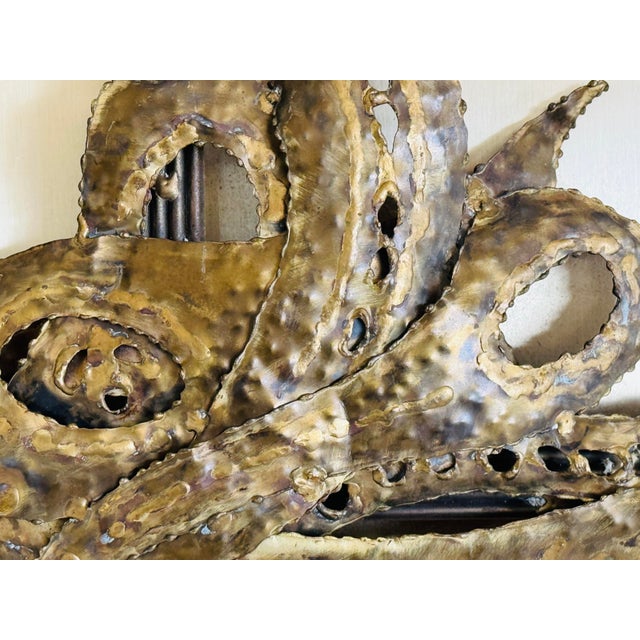 Gold Vintage 1970s Brutalist Metal Wall Hanging For Sale - Image 8 of 9