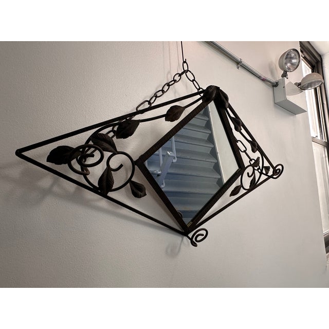 French Art Deco Wrought Iron Mirror With Hat and Coat Hangers, Circa 1920 For Sale In Chicago - Image 6 of 6