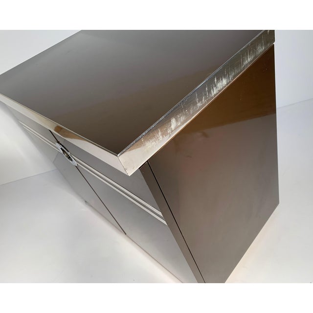 Pierre Cardin Pierre Cardin / Willy Rizzo / Milo Baughman Bar Cabinet on Castors For Sale - Image 4 of 14