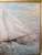 Blue Early 20th Century Nautical Painting of Schooner and Sailboats in Lemon Gold Frame For Sale - Image 8 of 12