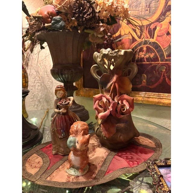 Art Nouveau Early 20th Century Art Nouveau Estial Austria Porcelain Vase With Applied Roses For Sale - Image 3 of 11