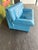 Vintage Postmodern Italian Nicoletti Attrb Blue Leather Loveseat For Sale In Tampa - Image 6 of 12