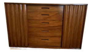 1950s Edward Wormley for Dunbar Tambour Door Credenza Cabinet With Dovetailed Drawers