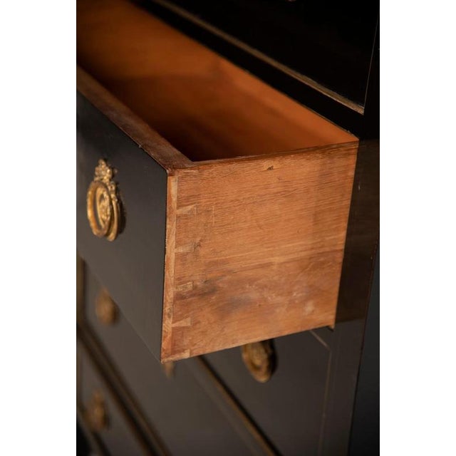 French Napoleon III Weekly Chest in Black Ebonized Wood, 1890 For Sale - Image 10 of 14