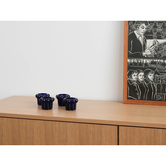 Glass French Cobalt Glass Candleholders from Reims, 1970s, Set of 4 For Sale - Image 7 of 8