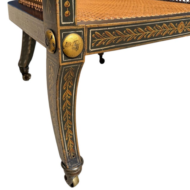 19th Century French Regency Gilt-Painted and Caned Tub Chair For Sale - Image 15 of 16
