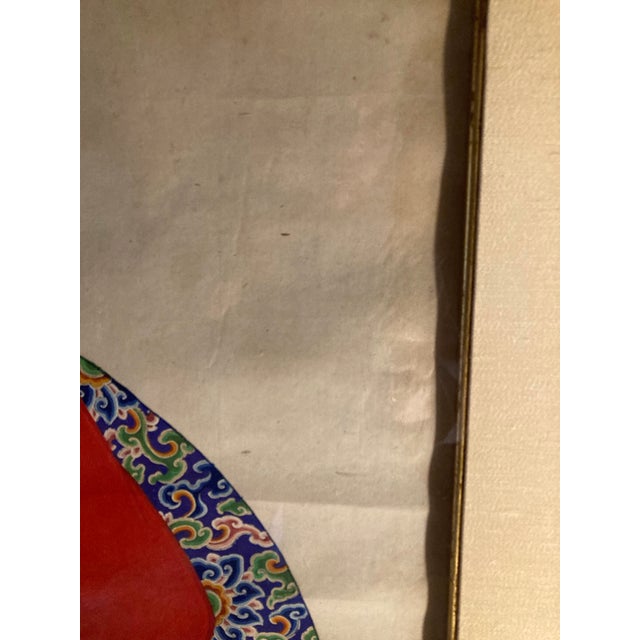 Early 20th Century Chinoiserie Emperor and Empress Framed Painted Scrolls, Early 20th Century - Set of 2 For Sale - Image 5 of 12
