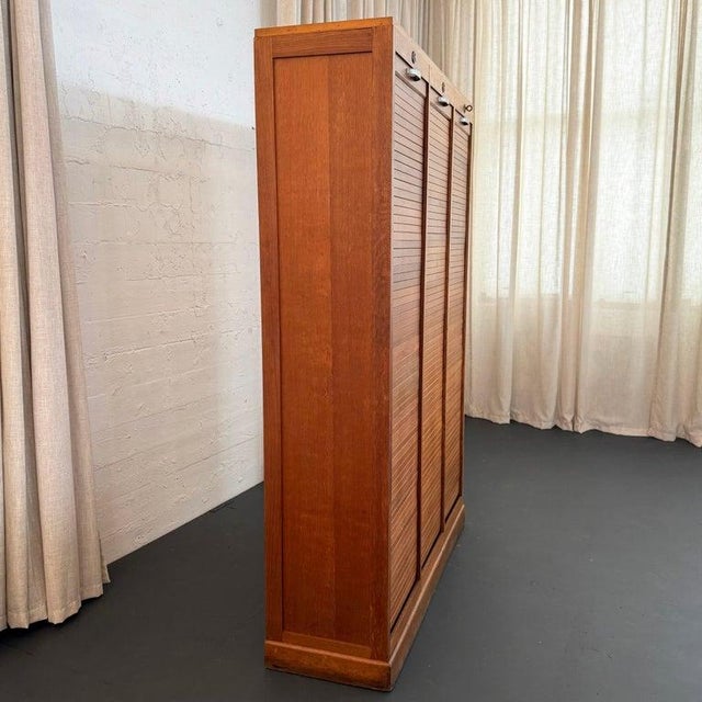 1940s Industrial Tambour-Front Triple Bay Document File Cabinet For Sale In New York - Image 6 of 10