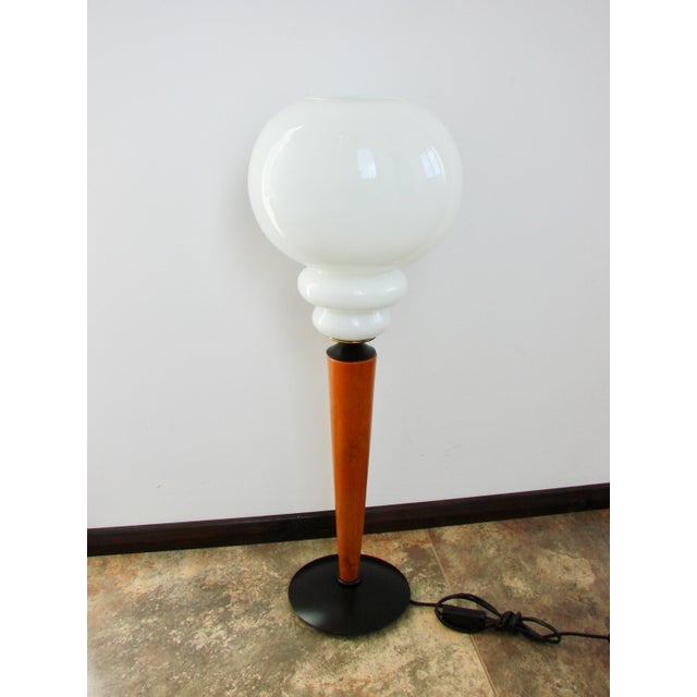 Modern Modern Table Lamp in Metal, Wood, and Glass, 1970s For Sale - Image 3 of 8