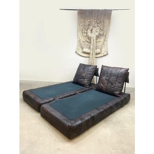 Vintage Patchwork Leather Daybed, 1970s For Sale - Image 3 of 9