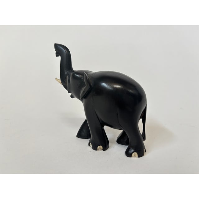 Mid 20th Century Antique Hand Carved Anglo-Indian Elephant Sculpture, Ebonized Wood For Sale - Image 5 of 14