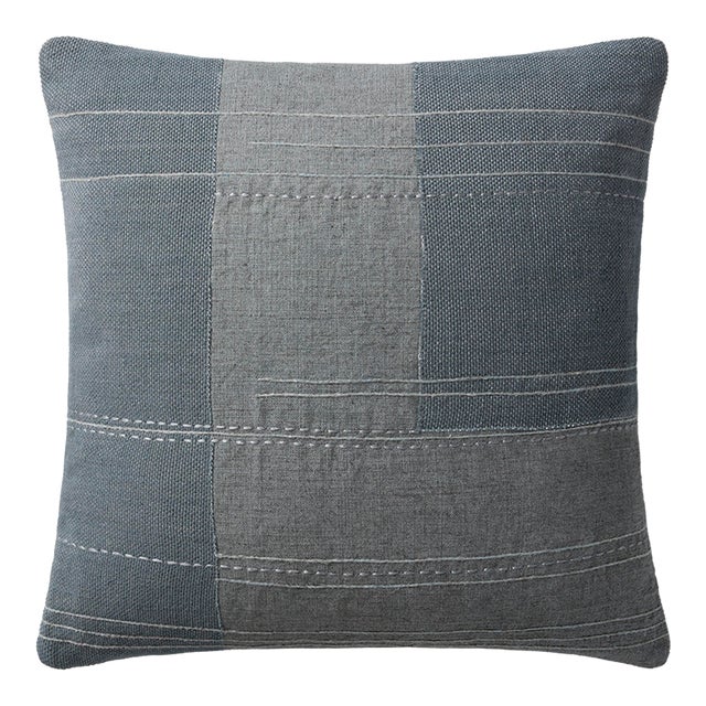 Amber Lewis x Loloi Mateo Blue 18" x 18" Cover Only Pillow For Sale