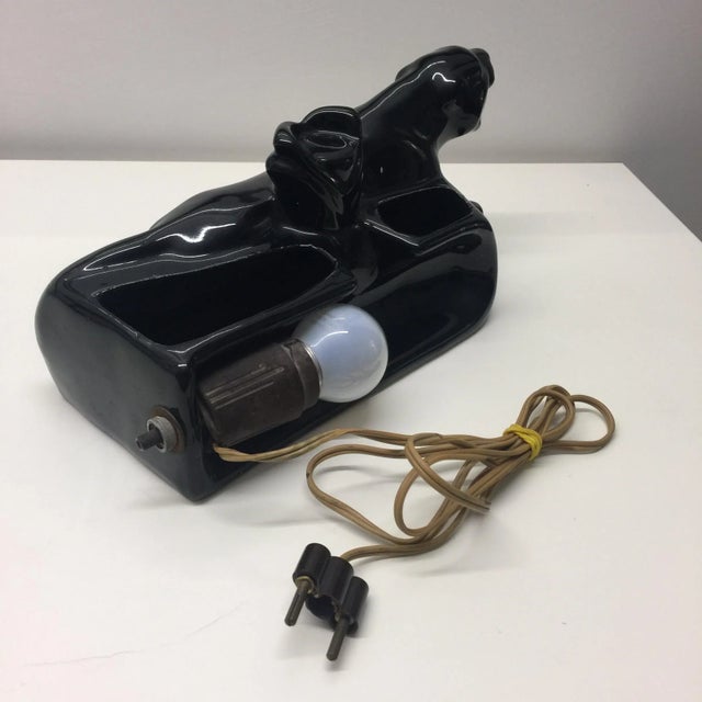 Art Deco Italian Ceramic Black Panther Table Lamp, 1920s For Sale - Image 6 of 7