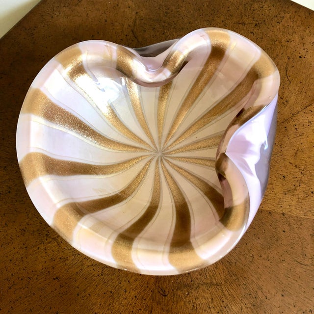 Mid-Century Modern 1950s Alfredo Barbini Pink Gold Circus Tent Murano Glass For Sale - Image 3 of 4