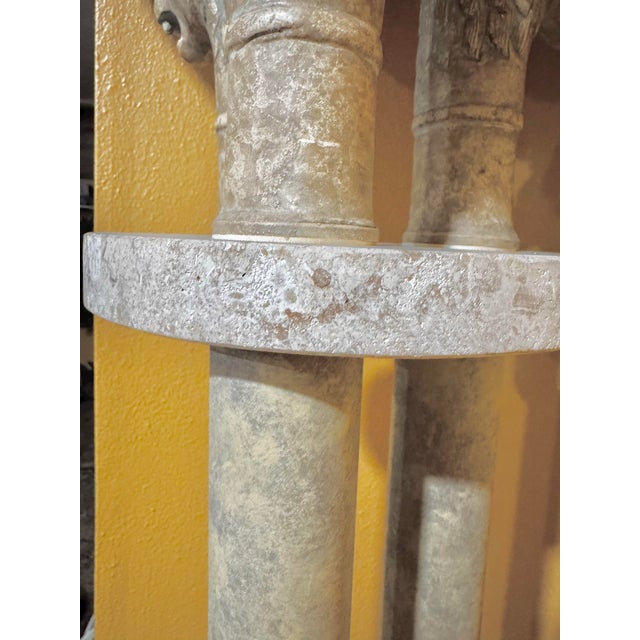 Postmodern Etruscan Revival Travertine and Faux Stone Lion Torchiere Floor Lamp For Sale - Image 12 of 12