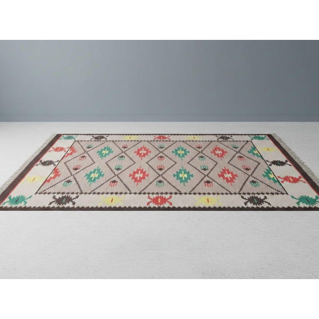 Brussels Style Geometric Kelim Rug, 1960s For Sale - Image 6 of 7