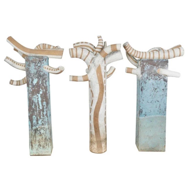 Large Concrete Vintage Set of 3 Outdoor Pedestal Decor For Sale - Image 11 of 11