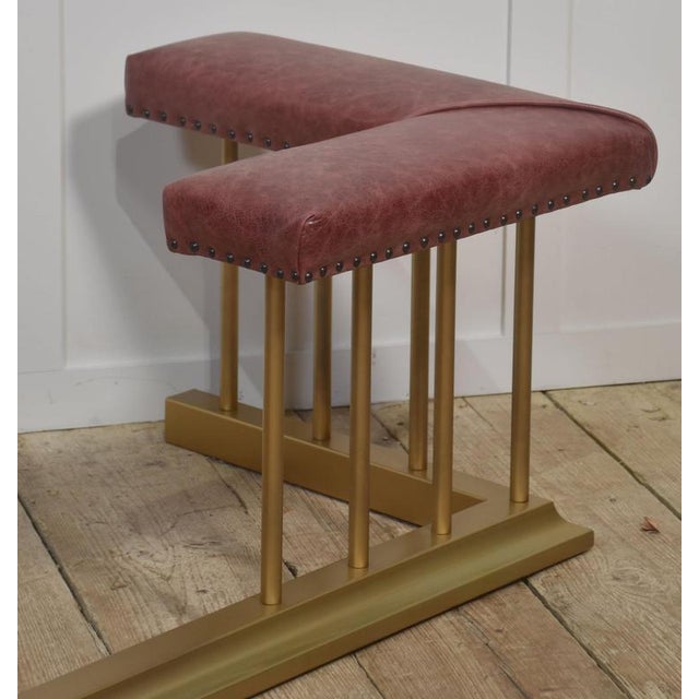 1920s Metal Fireplace Fender with Upholstered Seats, 1920s For Sale - Image 5 of 9