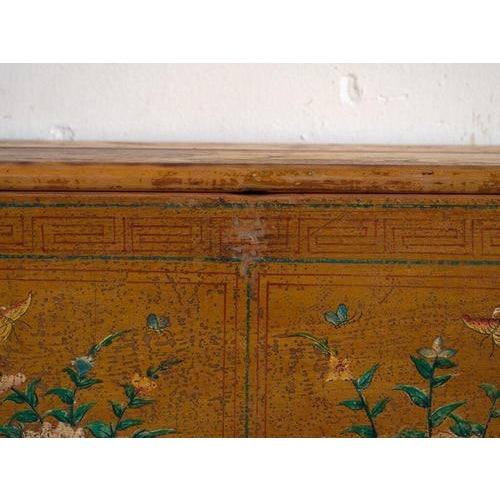 Brown Antique Chinese Trunk Qing Dynasty Painted Pine Trunk For Sale - Image 8 of 10