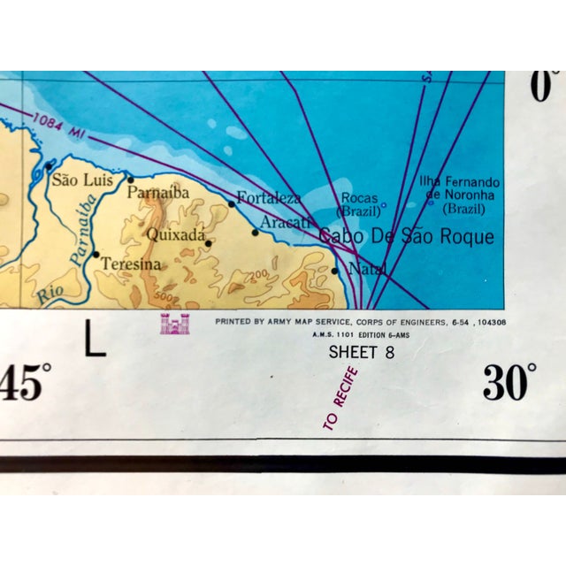 Blue Vintage Army Map Service Map of North America 1954 – Rare 1101 Series Edition 6 – 55"x 40" Large Wall Map Decor For Sale - Image 8 of 10