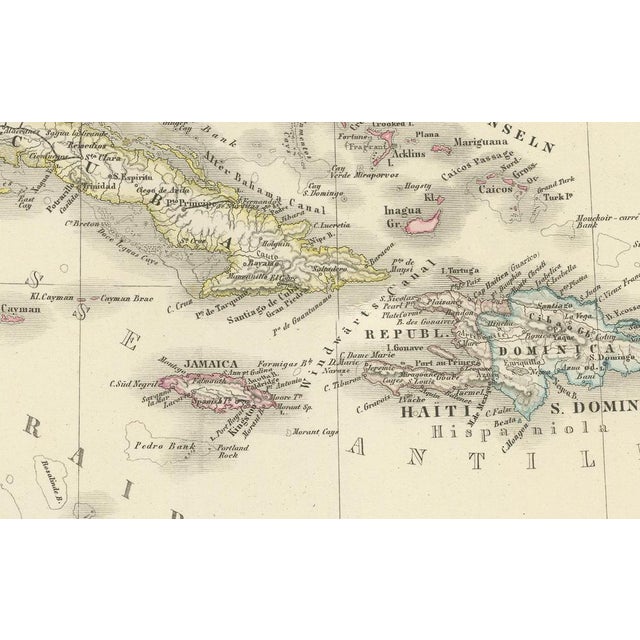 Late 19th Century Map of the Caribbean and Central America by Adolf Stieler, 1880 For Sale - Image 5 of 10