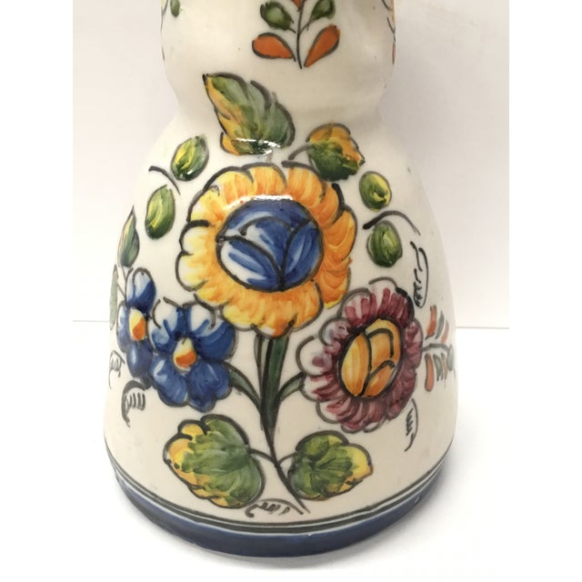 Paint 19th Century French Glazed Terracotta Pitcher Handmade & Hand-Painted For Sale - Image 7 of 8