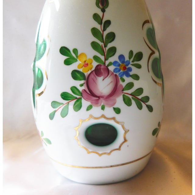 1940s 1940s White Over Green Cut to Clear Glass Decanter or Bottle For Sale - Image 5 of 5