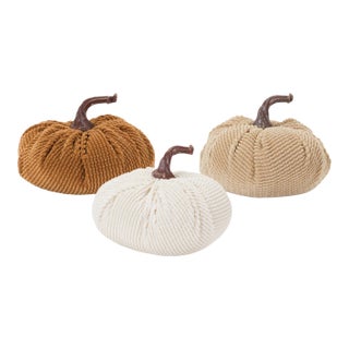 Plush Corduroy Fabric Pumpkin (Set of 3) For Sale
