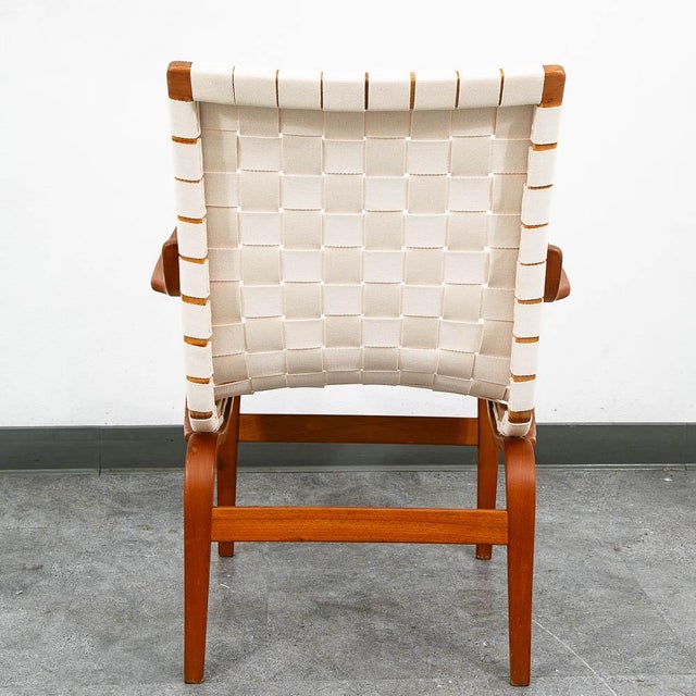 1960s Mid Century Danish Modern Lounge Chair Bruno Mathsson Eva Armchair White MCM For Sale - Image 5 of 12