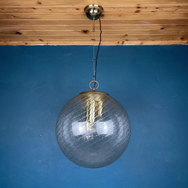 Large Vintage Swirled Murano Glass Pendant Lamp from La Murrina, Italy, 1970s For Sale - Image 13 of 14