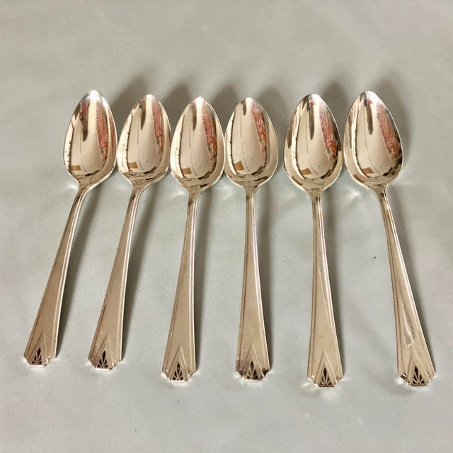 Metal 1930's Art Deco Community "Deauville" Pattern Silver Plate Table Spoons S/6 For Sale - Image 7 of 7