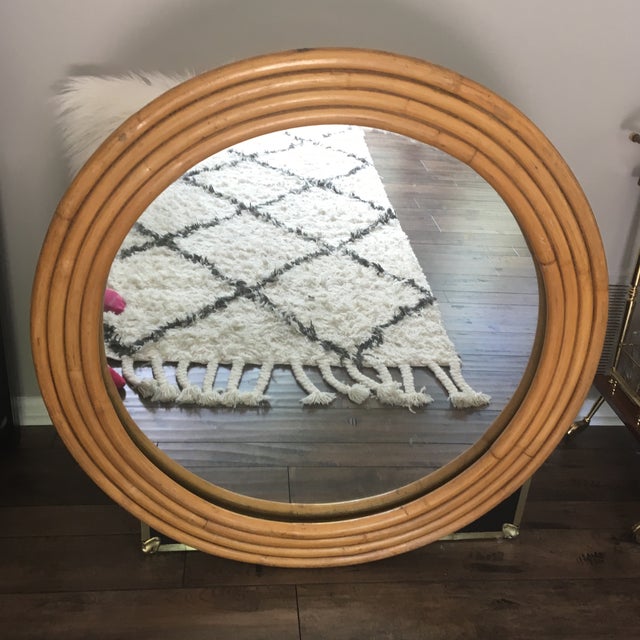 Rattan Framed Round Mirror 30.5" Chairish