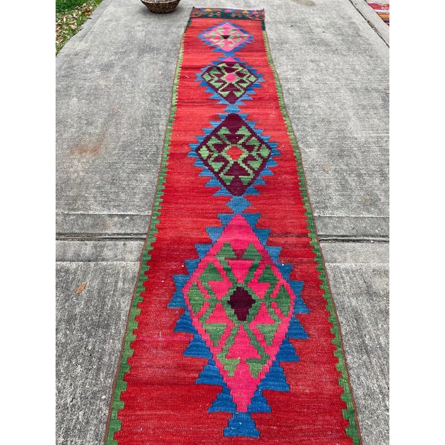 Turkish Tribal Nomadic Scorpion Design Kilim Rug For Sale - Image 4 of 11