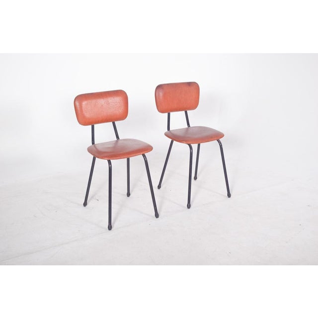 Metal Chair in Red Synthetic Leather, 1970s For Sale - Image 7 of 9