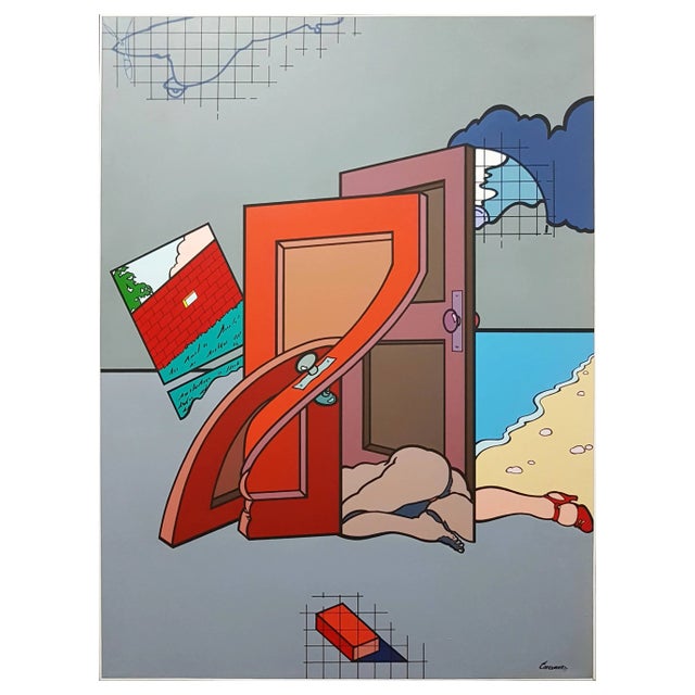 Acrylic. Hand signed and dated lower right: "Carruana 77". From the series: "Palmas I". Dimensions with white frame: 136 x...