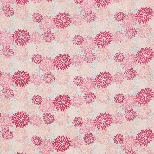 Schumacher x Molly Mahon Dahlia Fabric in Hot Pink For Sale