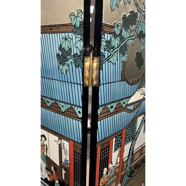 Wood 1950s Chinese Coromandel Lacquer Screen Divider Screen For Sale - Image 7 of 16
