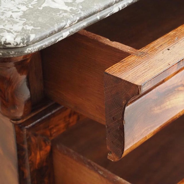 Louis-Philippe Walnut Chest of Drawers with Marble Top, 1850s For Sale - Image 5 of 18