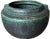 Powerful hand-thrown earthenware vase with a deeply textured verdigris-style glaze, strongly evocative of oxidized bronze...