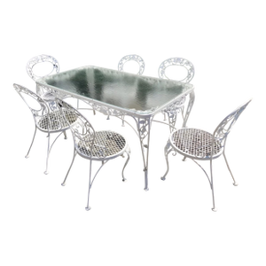Vintage Woodard Wrought Iron Dining Set 7 Piece