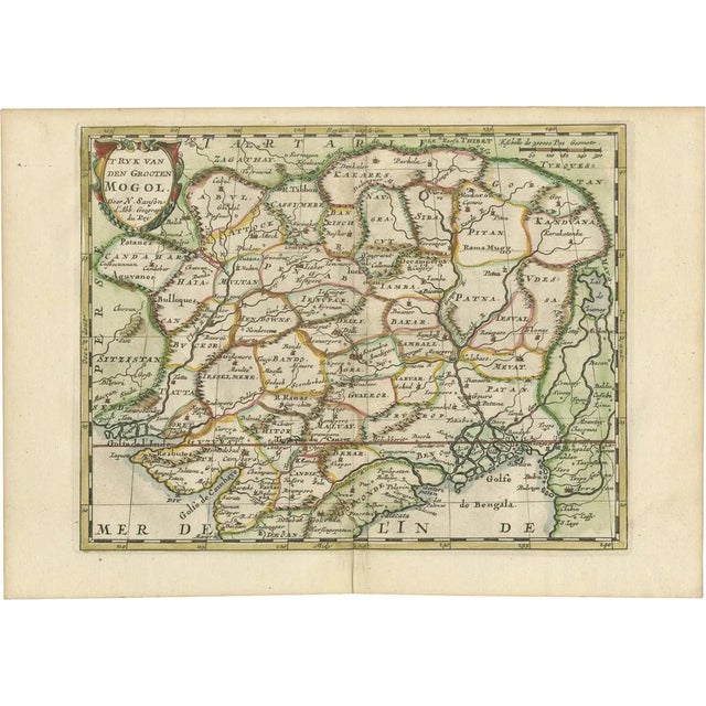Antique Map Cartographic of Mughal Dominion, 1705 For Sale